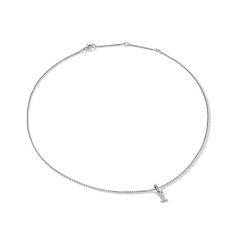 David Yurman Pave Initial Pendant Necklace in Sterling Silver with Diamond I