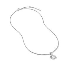 David Yurman Pave Initial Pendant Necklace in Sterling Silver with Diamond O