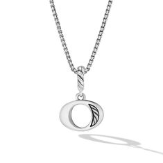 David Yurman Pave Initial Pendant Necklace in Sterling Silver with Diamond O