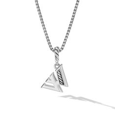 David Yurman Pave Initial Pendant Necklace in Sterling Silver with Diamond W