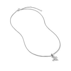 David Yurman Pave Initial Pendant Necklace in Sterling Silver with Diamond X