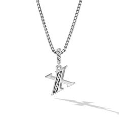 David Yurman Pave Initial Pendant Necklace in Sterling Silver with Diamond X