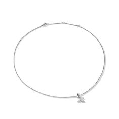 David Yurman Pave Initial Pendant Necklace in Sterling Silver with Diamond X