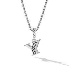 David Yurman Pave Initial Pendant Necklace in Sterling Silver with Diamond Y