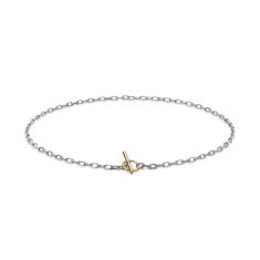 David Yurman DY Madison Toggle Chain Necklace in Sterling Silver with 18K Yellow Gold, 3mm
