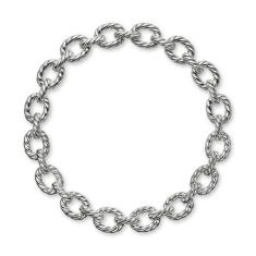 David Yurman Sculpted Cable Oval Link Necklace in Sterling Silver, 18mm 1