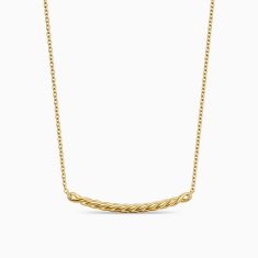 David Yurman Sculpted Cable Bar Necklace in 18K Yellow Gold, 2.7mm 1