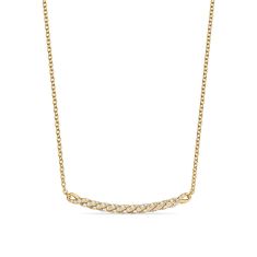 David Yurman Sculpted Cable Bar Necklace in 18K Yellow Gold with Diamonds, 2.7mm 1