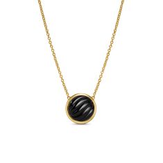 David Yurman Sculpted Cable Pendant Necklace in 18K Yellow Gold with Black Onyx, 11.3mm 1