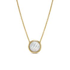 David Yurman Sculpted Cable Pendant Necklace in 18K Yellow Gold with Mother of Pearl, 11.3mm 1