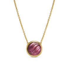 David Yurman Sculpted Cable Pendant Necklace in 18K Yellow Gold with Rhodolite Garnet and Mother of Pearl, 11.3mm 1