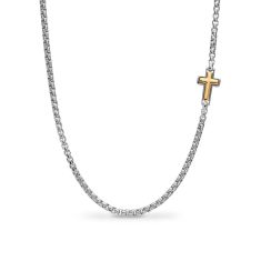 Men's David Yurman Cross Station Necklace in Sterling Silver with 14K Yellow Gold, 3.6mm 1