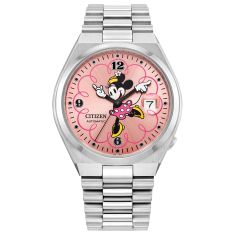 Citizen Eco-Drive Disney Minnie Mouse Tsuyosa Pink Dial Stainless Steel Watch 40mm - NJ0156-50W