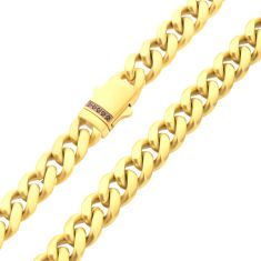INOX Black Sapphire Gold Ion-Plated Stainless Steel 8mm Miami Cuban Chain Necklace