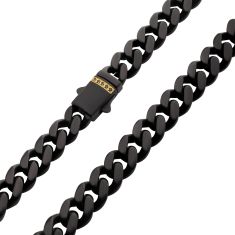 INOX Black Sapphire Black Ion-Plated Stainless Steel 6mm Miami Cuban Chain Necklace