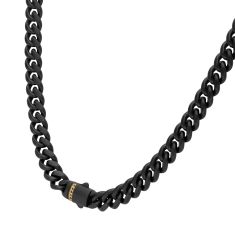 INOX Black Sapphire Black Ion-Plated Stainless Steel 8mm Miami Cuban Chain Necklace