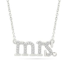 image of 1/10ctw Diamond 'Mrs.' Sterling Silver Pendant Necklace with sku:NQ089090BAW