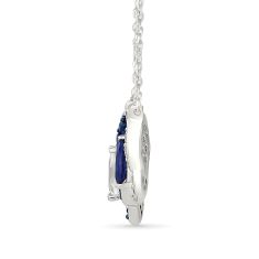 Created Blue Sapphire and Created White Sapphire Sterling Silver Butterfly Necklace