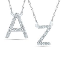 Diamond 10k White Gold Uppercase Initial Pendant Necklace Diamond 10k White Gold Uppercase Initial Pendant Necklace