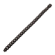 INOX Black Spinel Black Ion-Plated Stainless Steel 12mm Miami Cuban Chain Bracelet