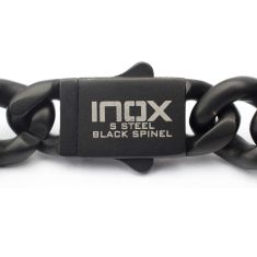 INOX Black Spinel Black Ion-Plated Stainless Steel 12mm Miami Cuban Chain Bracelet