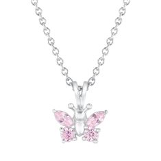 Child's Pink Cubic Zirconia Sterling Silver Pendant Necklace 1