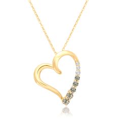 Desert Diamonds 1/4ctw 10k Yellow Gold Heart Pendant Necklace