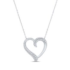 1/4ctw Diamond Sterling Silver Slanted Heart Pendant Necklace 1