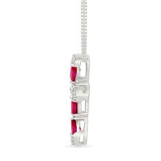 Created Ruby and Created White Sapphire Cross Sterling Silver Pendant Necklace