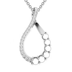 Mother's Custom Birthstone and Created White Sapphire Teardrop Pendant Necklace (2-6 Gemstones)