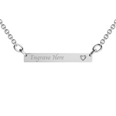 Custom Birthstone Heart Bar Engravable Necklace (1 Gemstone)