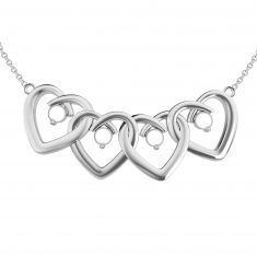 Mother's Custom Birthstone Interlocking Hearts Family Necklace (2-4 Gemstones)