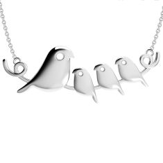Mother's Custom Birthstone Birds on Branch Family Necklace (2-4 Gemstones)