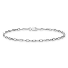 14k White Gold 2.1mm Beveled Paperclip Link Chain Anklet 1