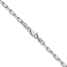 14k White Gold 3mm Beveled Paperclip Link Chain Necklace
