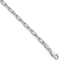 14k White Gold 3mm Beveled Paperclip Link Chain Necklace