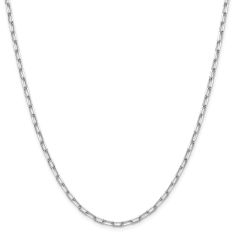 14k White Gold 3mm Beveled Paperclip Link Chain Necklace 1