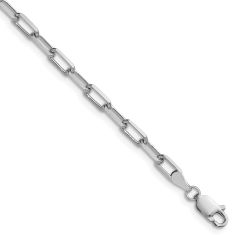 14k White Gold 3.5mm Beveled Paperclip Link Chain Necklace