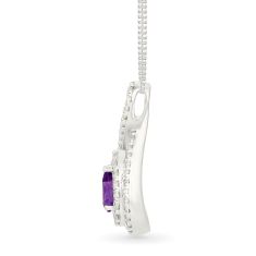 Amethyst and Created White Sapphire Sterling Silver Pendant Necklace