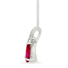 Created Ruby and Created White Sapphire Sterling Silver Pendant Necklace
