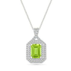Peridot and Created White Sapphire Speedy Turtle Pendant
