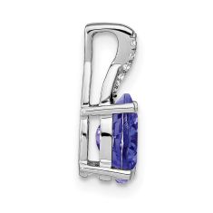 Oval Tanzanite and Diamond Accent 14k White Gold Chain Slide Pendant