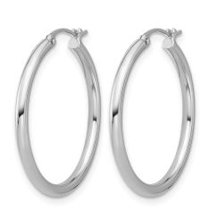 Platinum Round Hoop Earrings, 25mm