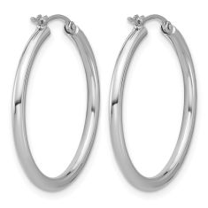Platinum Round Hoop Earrings, 25mm