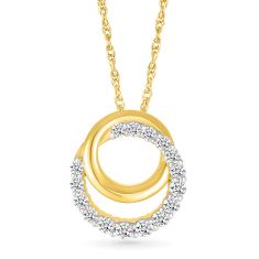 1/3ctw Diamond 10k Yellow Gold Circle Pendant Necklace 1