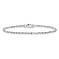 Sterling Silver 1.85mm Diamond-Cut Rope Chain Bracelet 1