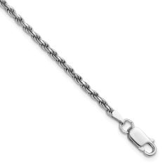 Sterling Silver 2.25mm Diamond-Cut Rope Chain Anklet