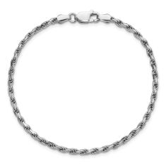 Sterling Silver 2.5mm Diamond-Cut Rope Chain Anklet