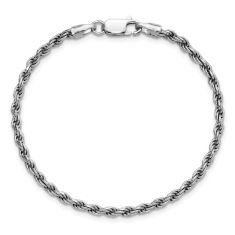 Sterling Silver 2.75mm Diamond-Cut Rope Chain Anklet