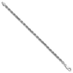 Sterling Silver 4.25mm Diamond-Cut Rope Chain Anklet